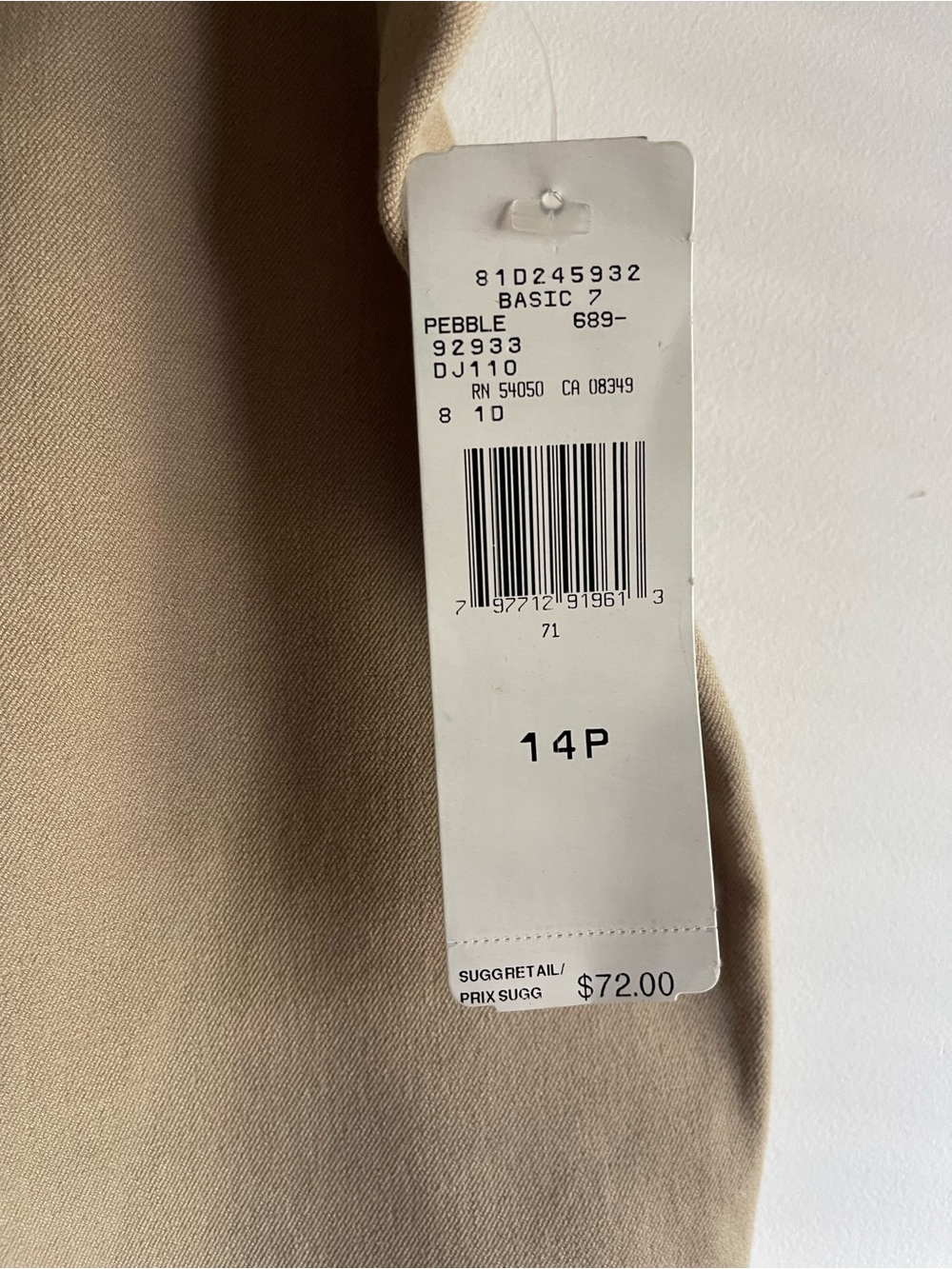 NWT Lauren Ralph Lauren Petite 14P Pebble Beige Chino Trousers Straight Leg - Picture 6 of 10